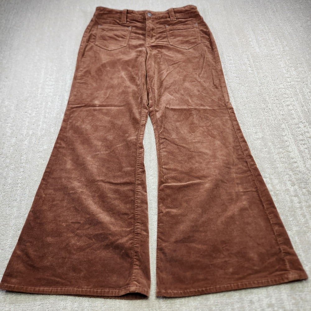 American Eagle Corduroy Pants Women 4 Short Hi Rise Flare Stretch Cowgirl Boho